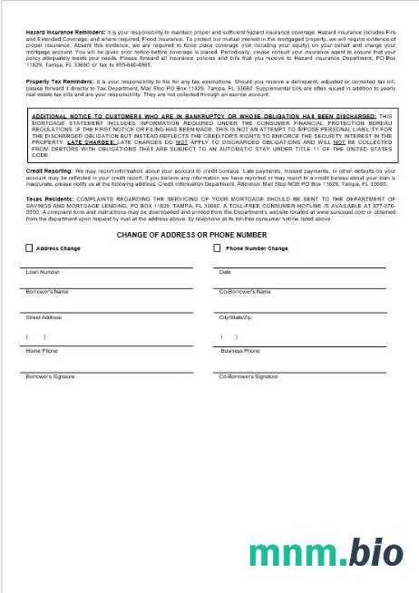 USA Suncoast Bank wyciąg z kredytu hipotecznego w formatach Word i PDF 3